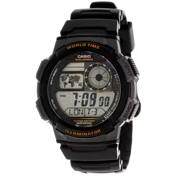 Reloj Digital Casio AE-1000W-1AV para Hombre, Negro, Sumergible 10 Atmósferas - 1