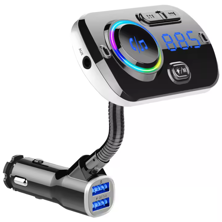 Transmisor FM Bluetooth 5,0, adaptador de radio inalámbrico, Kit Manos libres para Coche, QC3.0 y Luz de Colores - 1