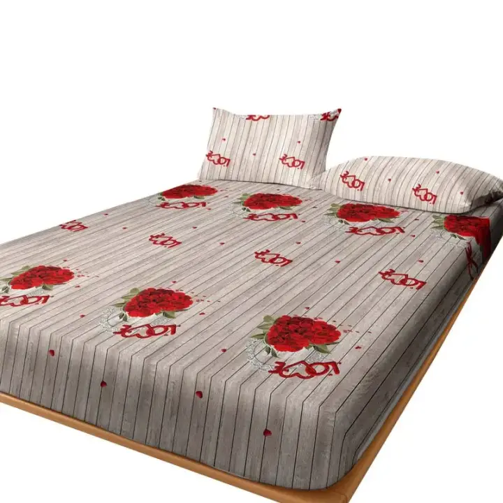 Sábana Moderna Y Sencilla Con Patrón De Corazones Y Flores En Vidrio Soplado Para Dormitorio Cobertor De Cama Con Estampado (Sin Fundas Para Almohadas) Material 100% Poliéster - 1