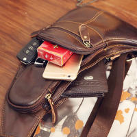 Bandolera de piel de vaca auténtica para hombre, bolso de hombro cruzado informal de un solo pecho y espalda, para viaje, nuevo - details 5