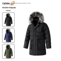 Chaqueta De Algodón Grande Para Hombre Con Collar De Piel Desmontable Abrigo Casual De Invierno Con Capucha Y Capucha Separable - details 8