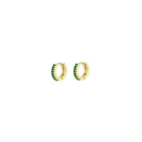 2Pcs Aretes Planos Dorados Para Mujer Aretes De Agujero Pequeños Con Cierre De Tornillo Hipoalergénicos Estilo Huggie - details 7