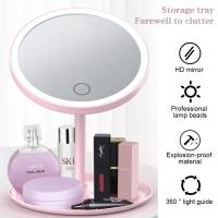 Espejo De Maquillaje Desmontable Con Luz LED Base De Almacenamiento 3 Modos Recargable Por USB Para Fotografía Y Video - details 7