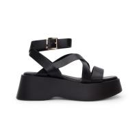 Sandalias mujer plataforma negro verano tiras cruzadas ajuste tobillo hebilla comodos planta acolchada tendencia 2025 altamoda - details 0