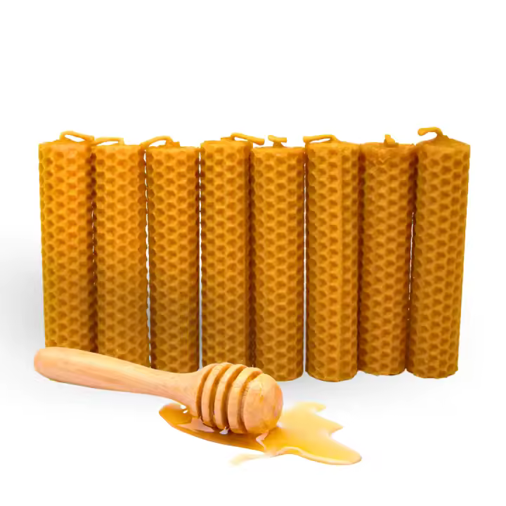 Velas de Miel de Abeja para Rituales 100% Natural Española Cera Pura - DECEVI - Medidas 10 cm x 2,2 cm aprox. - Hechas a Mano - Origen España - SIN PARAFINA - 1