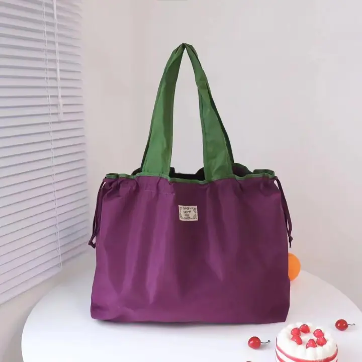 MEJORADA Bolso de Compras Grande Plegable con Cordón de Color Sólido, Tamaño 53*44CM - 1