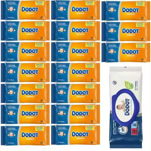 Dodot  toallitas pack AHORRO mixto con 972 Toallitas; 17 x 54 Toallitas Dodot Básico + 1 x 54 Toallitas Dodot Sensitive - Dodot toallitas básico para uso diarío - Dodot toallitas sensitive para piel muy sensible y tejido de mas gramaje. - 1