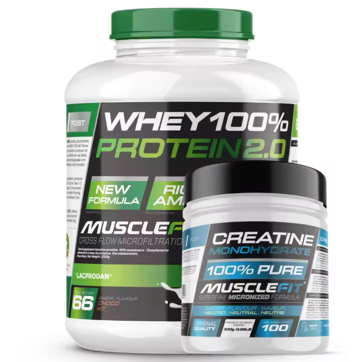 Pack Whey 100% Protein 2000g + Creatina 300g MuscleFIt -  MuscleCult  Aumento Muscular - 1