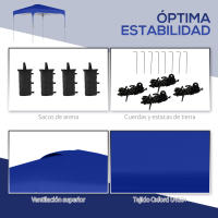 Outsunny Cenador Plegable 2,5x2,5x2,68 m Carpa de Jardín Protección UV 50+ Ajustable en Altura con 4 Bolsas de Arena y Bolsa de Transporte para Camping Fiestas Patio - details 6