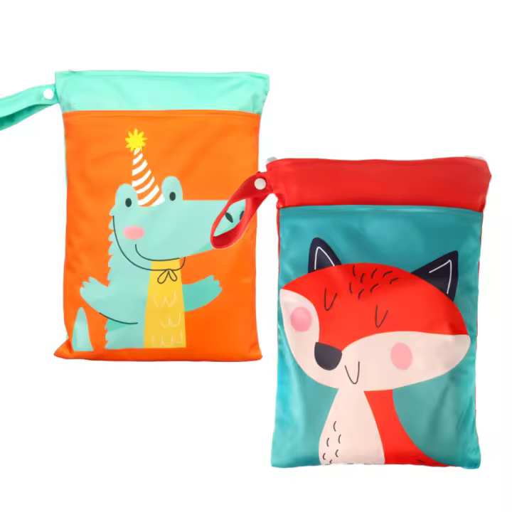 Bolsa Impermeable Para Pañales Babyshow 25x35cm Con Doble Cierre Y Manija Impresión Digital Bolsa Para Mamá Con Zippers Y Handle - 1