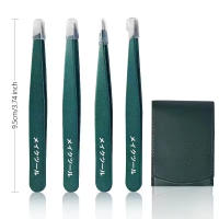 Juego De 4 Piezas De Pinzas De Acero Inoxidable Profesionales Para Hairs De Rostro Cejas Piel Ingrediente Y Splinters Duraderas Y Precisas Para Hombres Y Mujeres - details 0