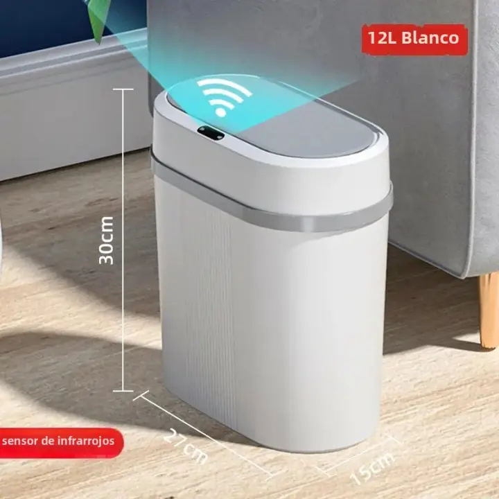 Basurero De Baño Con Sensor De Movimiento Touchless Automático Pequeño Y Impermeable Para Oficina Dormitorio Sala De Estar - 1
