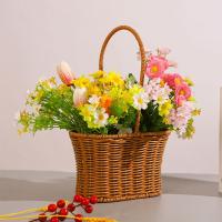 Cesta De Tejido De Imitación De Rotán Con Manija Para Decoración Del Hogar Almacenamiento De Verduras Frutas Flores - details 7