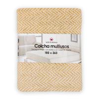 Colcha multiuso 85% algodón reciclado 15% poliéster diseño flechas amarillo. - details 4
