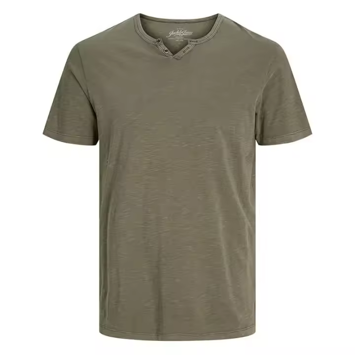 Jack&Jones - Camiseta para Hombre - Kaki - Cuello Dividido - 1