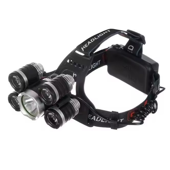 Steel Mule Linterna Frontal 5 LED Recargable Alta Potencia Cabeza con 4 Modos Largo Alcance para Casco Pesca Bicicleta Camping y Caza Resistente y Duradera Aluminio de Aviación y ABS - 1