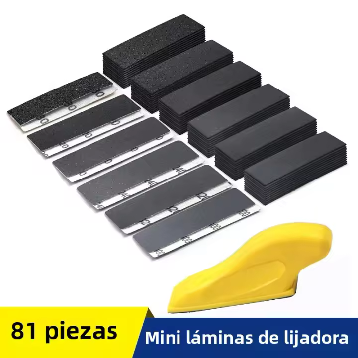 Kit De Lijadora Micro 80Pcs 3.5” X 1” Herramienta De Lijado Manual Para Madera Y Metal Con Papel De Lijar De 80 a 800 Grados Para Manualidades DIY - 1
