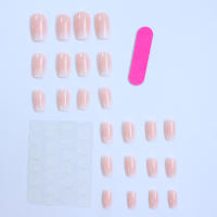 24PCS Uñas Postizas De Dedo Medio En Rosa Para Mujer Y Niña Uñas De Verano Con Gradiente Regalo Ideal Para Fiesta - details 1