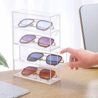 Estuche De Acrílico Transparente Para Gafas Caja De Exhibición De Sol Para Escritorio Con Cuatro Capas Organizador De Maquillaje Y Estación De Estudio a Prueba De Polvo - details 1