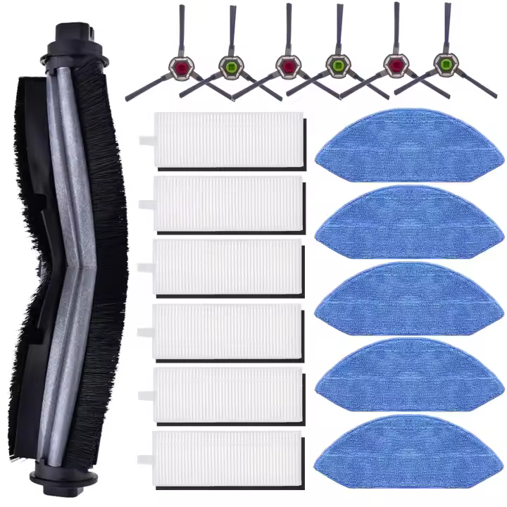 Paquete de 18 accesorios para robot aspirador  Deebot OZMO U2 DGN22 U2 Pro, 1 Cuchillo principal, 6 Cables laterales, 6 filtros HEPA, 5 Pantalones de fregona - 1