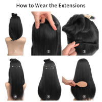Extensiones De Cabello Sintético Clip in Natural Recto 20 Pulgadas 3 Piezas Negras Marrones Oscuros Para Mujeres Y Niñas - details 5