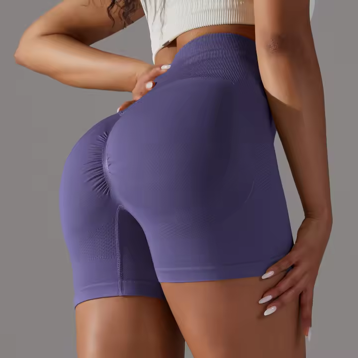 Pantalones cortos deportivos de Yoga sin costuras para mujer, pantalones cortos deportivos para ciclismo, trotar, Fitness, cintura alta, Push Up, pantalones cortos de gimnasio, mallas, ropa de Yoga - 1