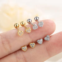 Pendientes De Estilo Helix Con Corazón Para Mujer Aretes De Cúbicos Zirconia Hipoalergénicos Color Plata Joyería Regalo Para Niñas - details 0