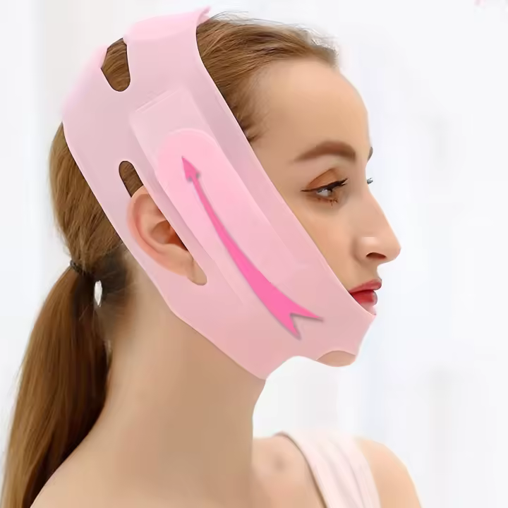 Cinta De Silicone Para Levantar El Rostro V Forma Para Mujeres Cinturón De Belleza Reutilizable Y Conveniente Para Adelgazamiento Del Roce Y Doble Mentón - 1