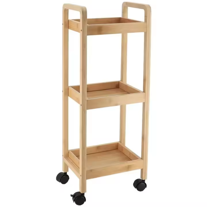 PLUSHOME MUEBLE SOBRE RUEDECILLAS 3 ESTANTES BAMBÚ/MDF - BAMBÚ195 BAMBOU - 1