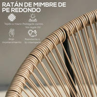 Outsunny Conjunto de 2 Sillas Acapulco de Jardín de Ratán Sintético, Sillas de Jardín Exterior con Estructura de Acero Triangular, para Balcón, Terraza, Carga 120 kg, Natural - details 6