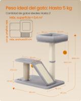 Rascador con Cama y Rampa Giratoria, Plataforma, Auto-Aseador y Pompones, Árbol para Gatos de Interior, Gris Claro - details 5