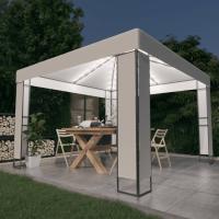 vidaXL Cenador con Doble Techo y Tira de Luces 3x3 m Pérgola Parasol Color Antracita,  Blanco, y mas - details 1