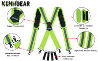 Cinturón De Herramientas KUNN Hi-Vis Con Resaltos Reflectantes De Seguridad Pesada Suspensión De Hombro Desmontable 4Pcs Anillos Para Banda De Herramientas Unisex Material De Poliéster - details 1