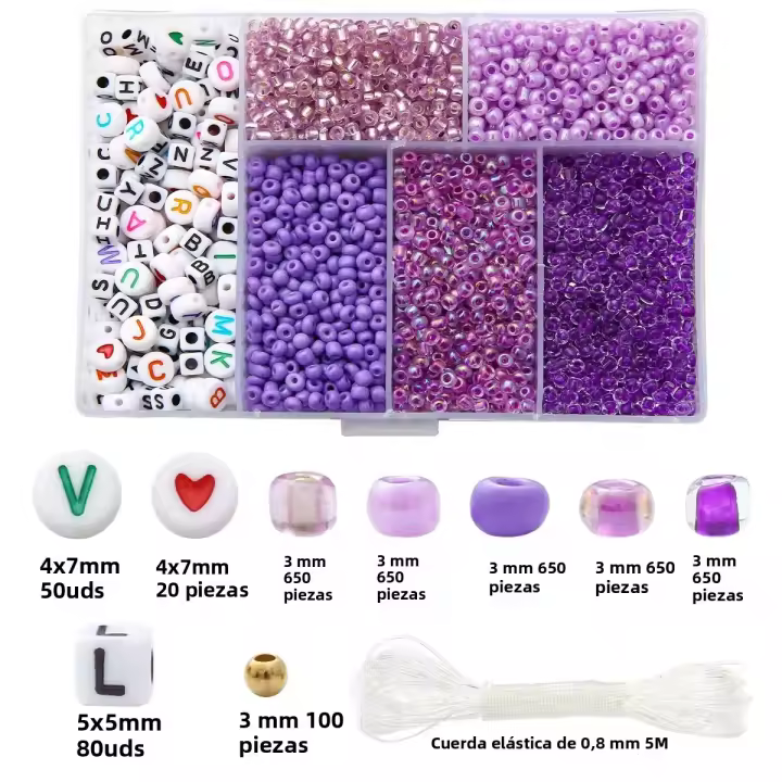 Alrededor De 3500 Piezas De Cuentas De Arroz De Vidrio Cuentas De Letras Cuentas De Cadena Para DIY Accesorios De Collar Y Pulsera Hechos a Mano Material De Plástico - 1