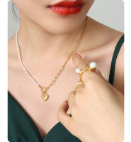 Encanto Collar con colgante de amor con personalidad elegante, cadena de clavícula de perla Natural, temperamento, viaje, nueva moda,cadenas de Color dorado, joyería de moda, diseño - details 4