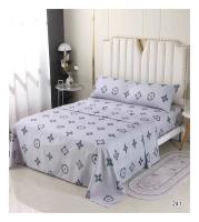 3 Piezas Juego de Sabanas Estampadas Cama 90 cm Gris Points - Primavera Verano - Algodón/Poliéster - Bajera, Encimera y Funda de Almohada - details 2