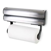HOGUITA-Portarrollos de Cocina de Acero Inoxidable,Dispensador De Papel 3 en 1,Para Papel, Papel de Aluminio y Film Transparente,Porta Rollos de Pared,organizador y cortador de servilletas 34x20x9 cm - details 0