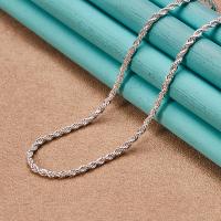 Collar de plata de ley 925 para hombre y mujer, cadena de cuerda trenzada de 3mm de ancho, joyería de moda, regalo - details 0