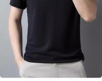 Camisa Polo De Verano Para Hombre Con Cuello Redondo Solido Camiseta De Negocios Transpirable Corta Cuello En V Talla Única - details 23