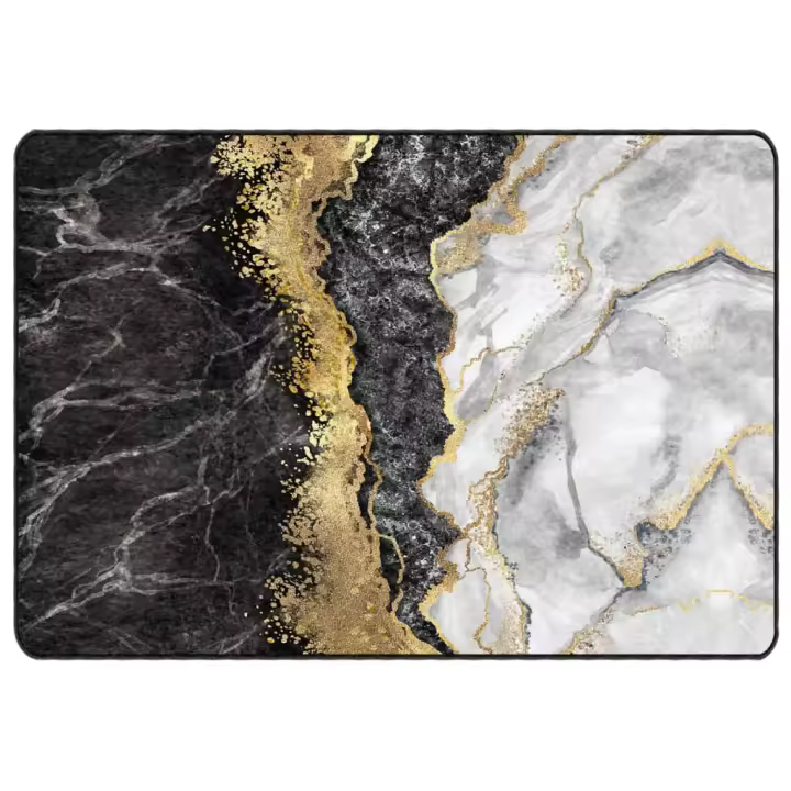vidaXL Alfombra lavable antideslizante 160x230 cm Color Beige y dorado,  Antracita,  Gris y mas Alfombras de área  Alfombra de Piso para Sala de Estar Dormitorio Habitación Salón - 1