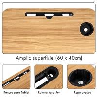 T-LoVendo Mesa Plegable Auxiliar portátil pequeña. Mesita para Ordenador en Cama, Sofa, salón, Cocina, Suelo. Posavasos. Patas Antideslizantes. Ranura para Tablet y Pen. Superficie Texturizada. 60x40cm - details 2