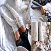 Calcetines De Navidad Altos Para Mujer Calcetines De Pernas Largas De Cable Cálido Hasta La Rodilla Hechos De Poliéster Y Acrílico Paquete De 2 - details 2