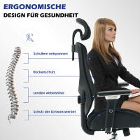 Silla de Oficina ergonómica con reposabrazos ajustables en 4D para personas Altas, Silla Alta de rejilla, soporte lumbar, reposacabezas para oficina en casa, función de inclinación de 120 - details 6
