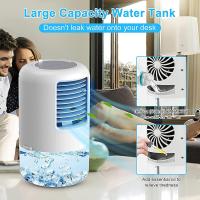 Enfriador de aire portátil, 500 ml, diseño 4 en 1, recargable y enchufable, 3 velocidades de ventilador y 7 luces LED, ventilador personal con temporizador de 2-4 horas, adecuado para dormitorio, camping, oficina (Blanco) - details 1