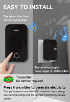 Campana De Puerta Inalámbrica De Energía Cinética Sin Batería Impermeable Negra Con 38 Canciones EU UK US Plug Para Hogar - details 0