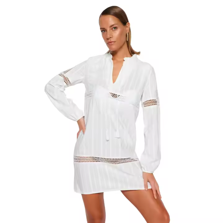 Trendyol White Mini Woven Tassel Beach Dress Tbess23El00251 - 1
