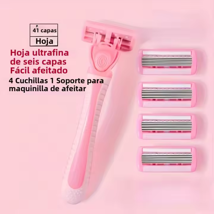 Afeitadora Manual Para Mujer Con 4 Placas De Acero Inoxidable Seguridad Para Piel Neutra Sin Energía Eléctrica Ni Recargable - 1