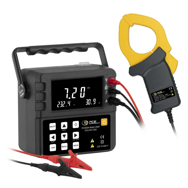 Multímetro hasta 9999 kW / Memoria interna para 2000 valores / Función HOLD / Software para transmisión de datos a PC / Alarma / Visualización de valores mínimo y máximo / PCE Instruments - 1