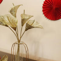 Rama De Loto Dorado Artificial Para Decoración De Escritorio En Hogar Oficina Hotel Estilo Floral Sin Personalización - details 2