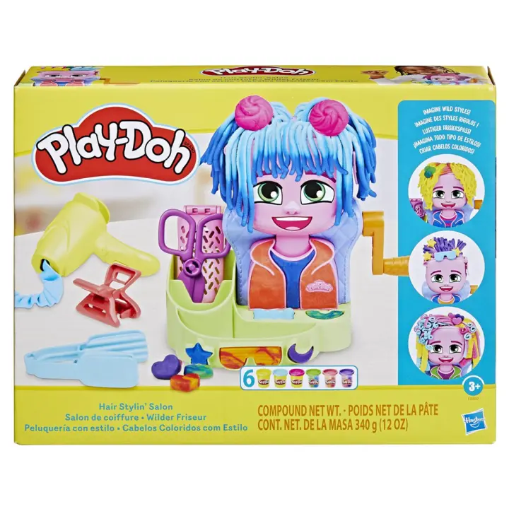Playdoh peluquería con estilo, incluye 6 botes de plastilina y accesorios (Hasbro F88075L0) - 1